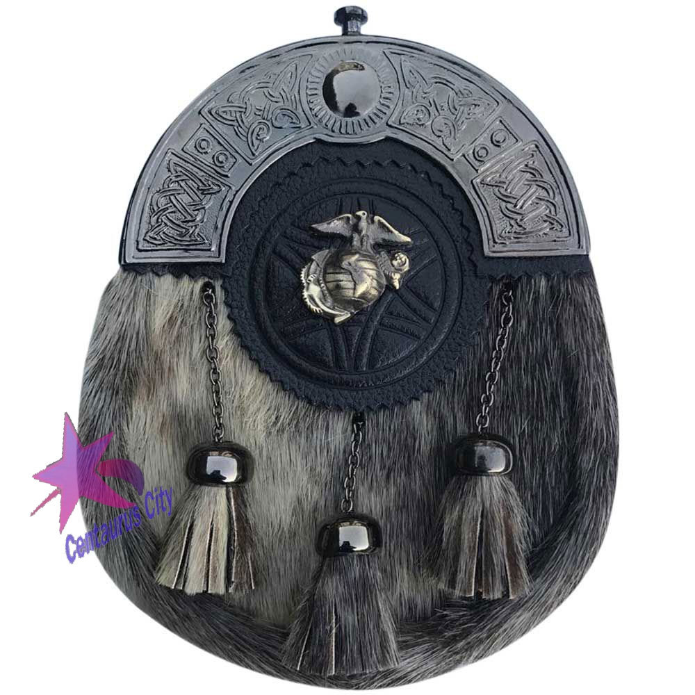CC Scottish Kilt Sporrans Seal Skin US Marine Antique Finish/Mens Kilt Sporran