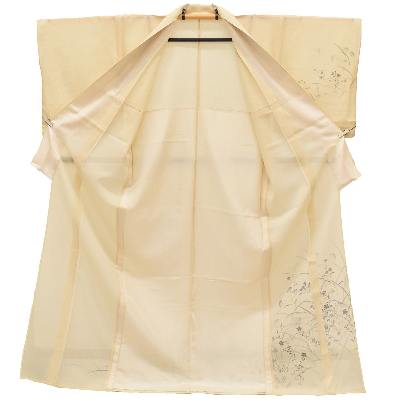 Vintage Japanese Kimono | Summer Yuki Tsumugi | Cream Silk | tt2644b