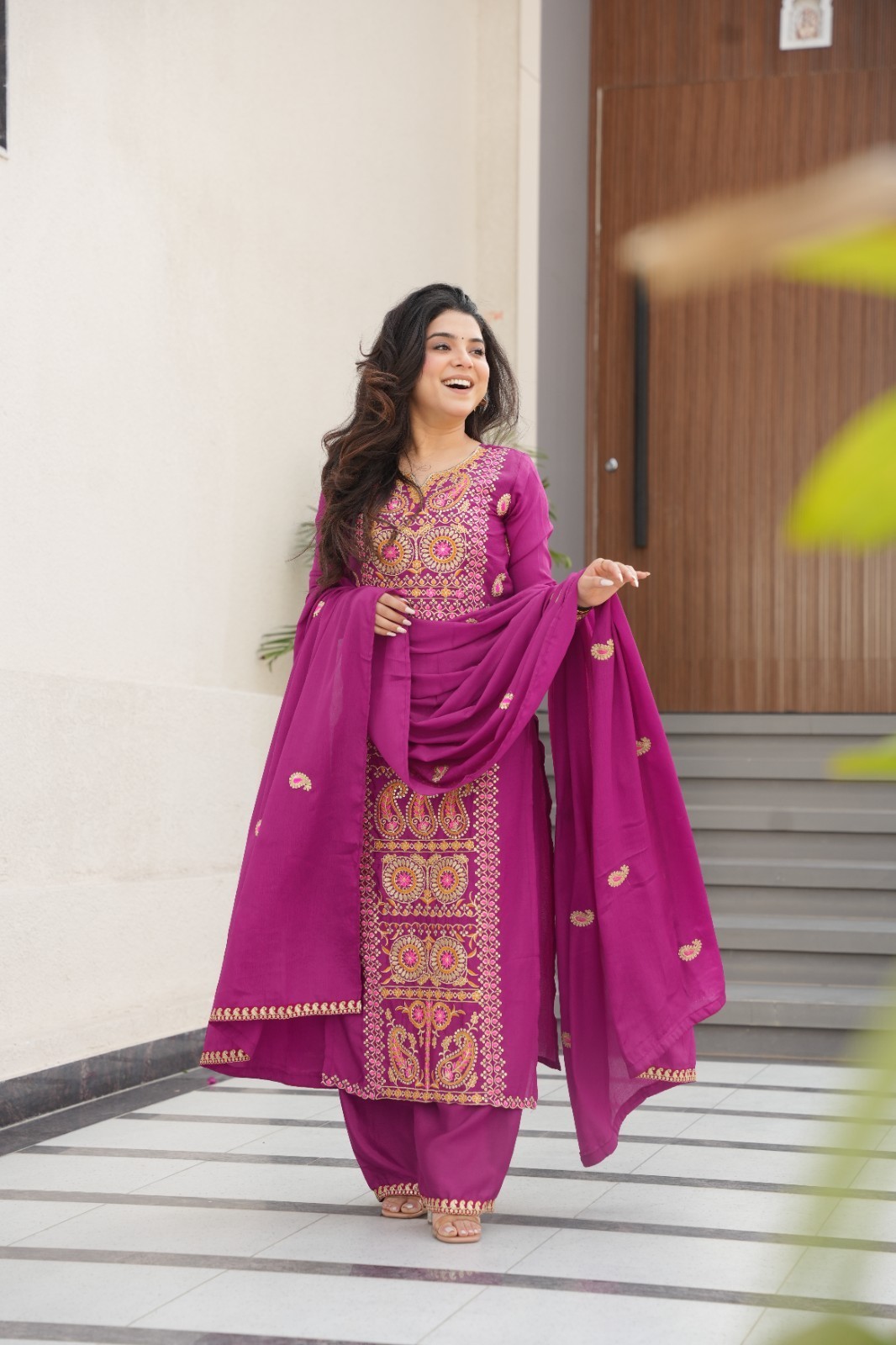 Pakistani Concept Georgette Palazzo Suit Heavy Embroidery Readymade Dress