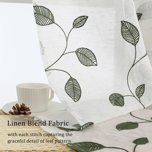 Sheer Curtains 36 Inch Length 2 Panels, 30″W x 36″L (Pack of 2) Sage Green