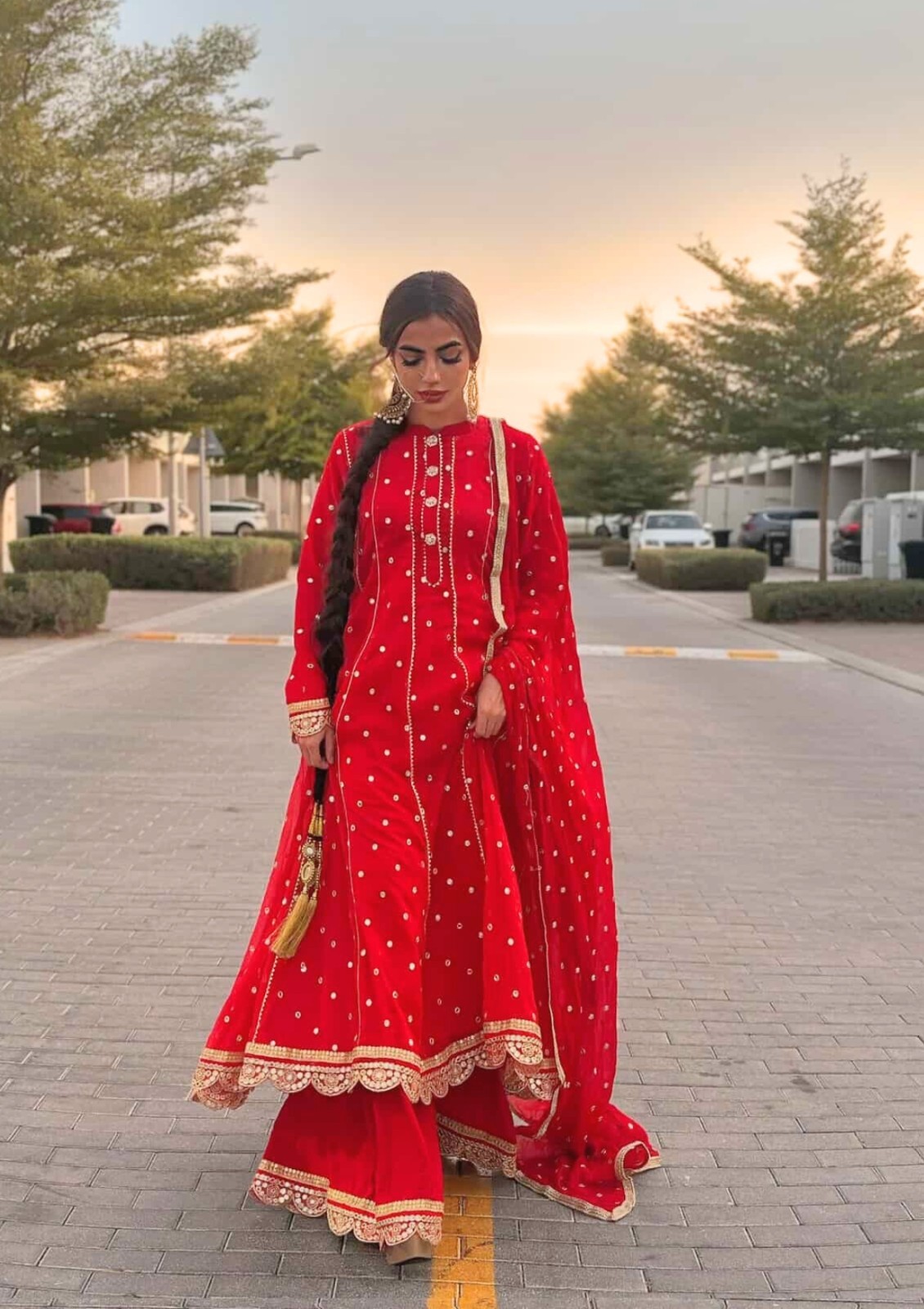 Pakistani mother /daughter matching outfit/ 2 pcs lined dress with plazo pants