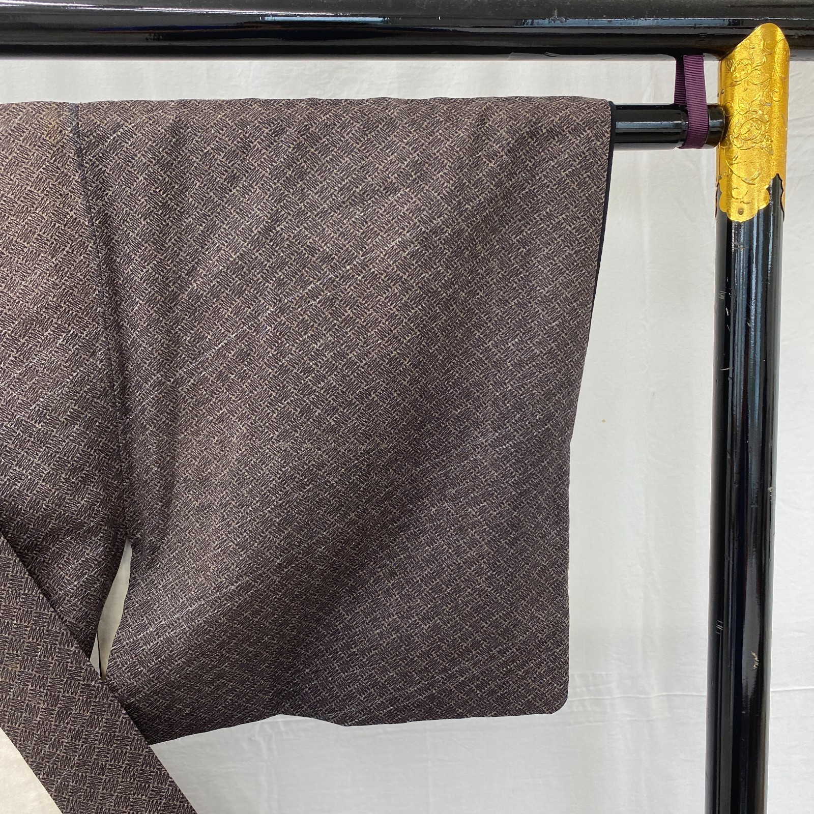Japanese Vintage Kimono Silk Black Traditional Authentic Drit Length 58 in