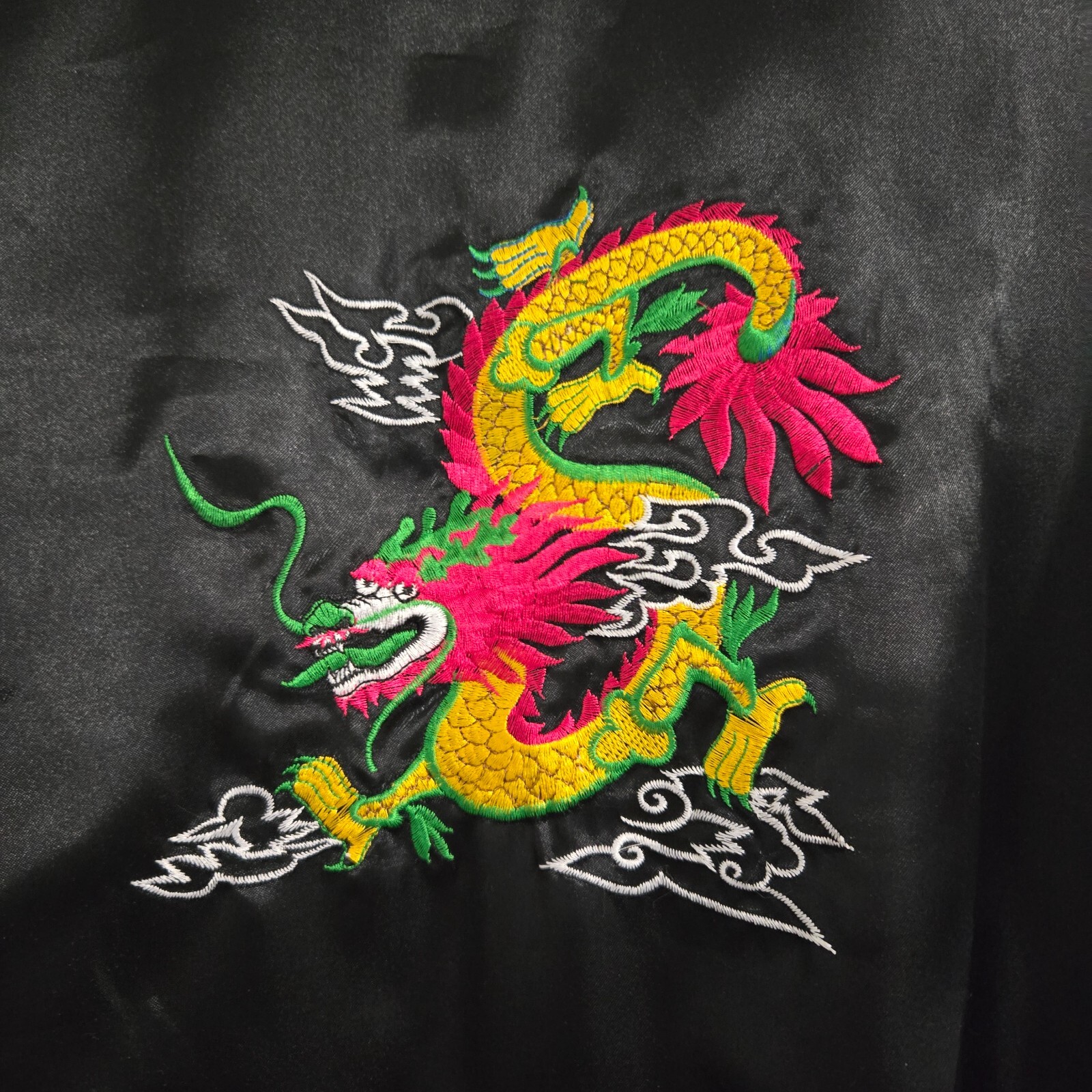 Unisex Reversible Belted Kimono Robe Black/Red Asian Dragon with Pockets Size L