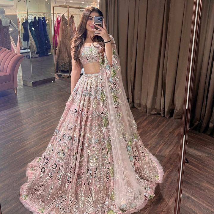 Designer Bridal Lehenga Choli Mirror Embroidery pakistani lehnga bollywood