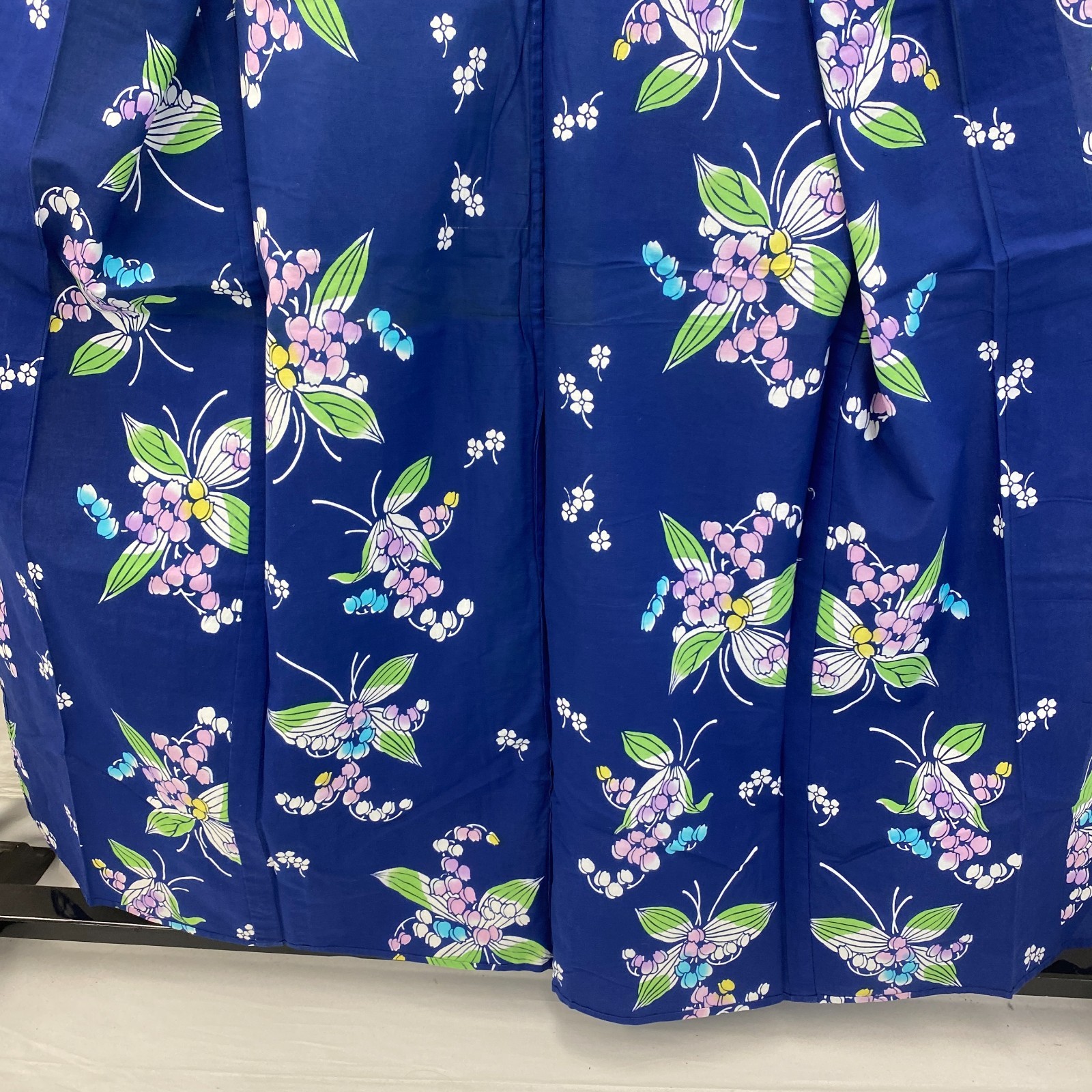 Japanese Vintage Kimono Yukata Cotton Blue No Lining Traditional Length 60 in