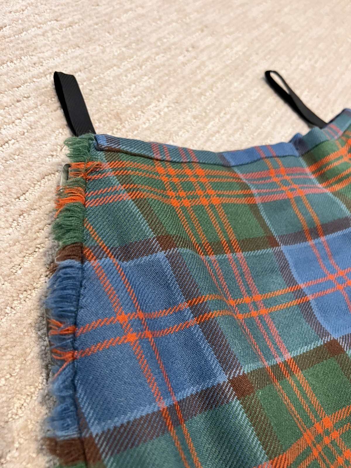 Vintage Scottish Tartan Kilt Adult Pleated Wrap Skirt Leather Buckles Highland