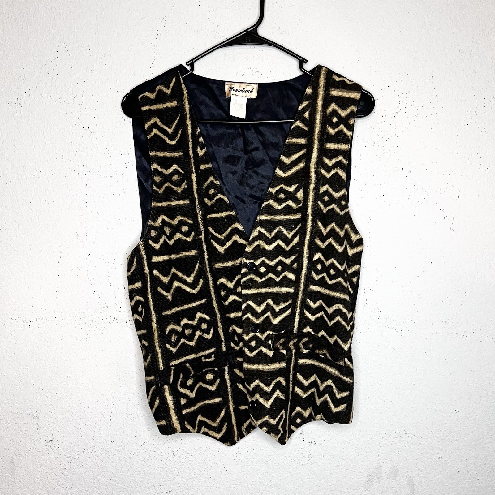 Authentic Mud Cloth Unisex Off Black & Ivory Vest