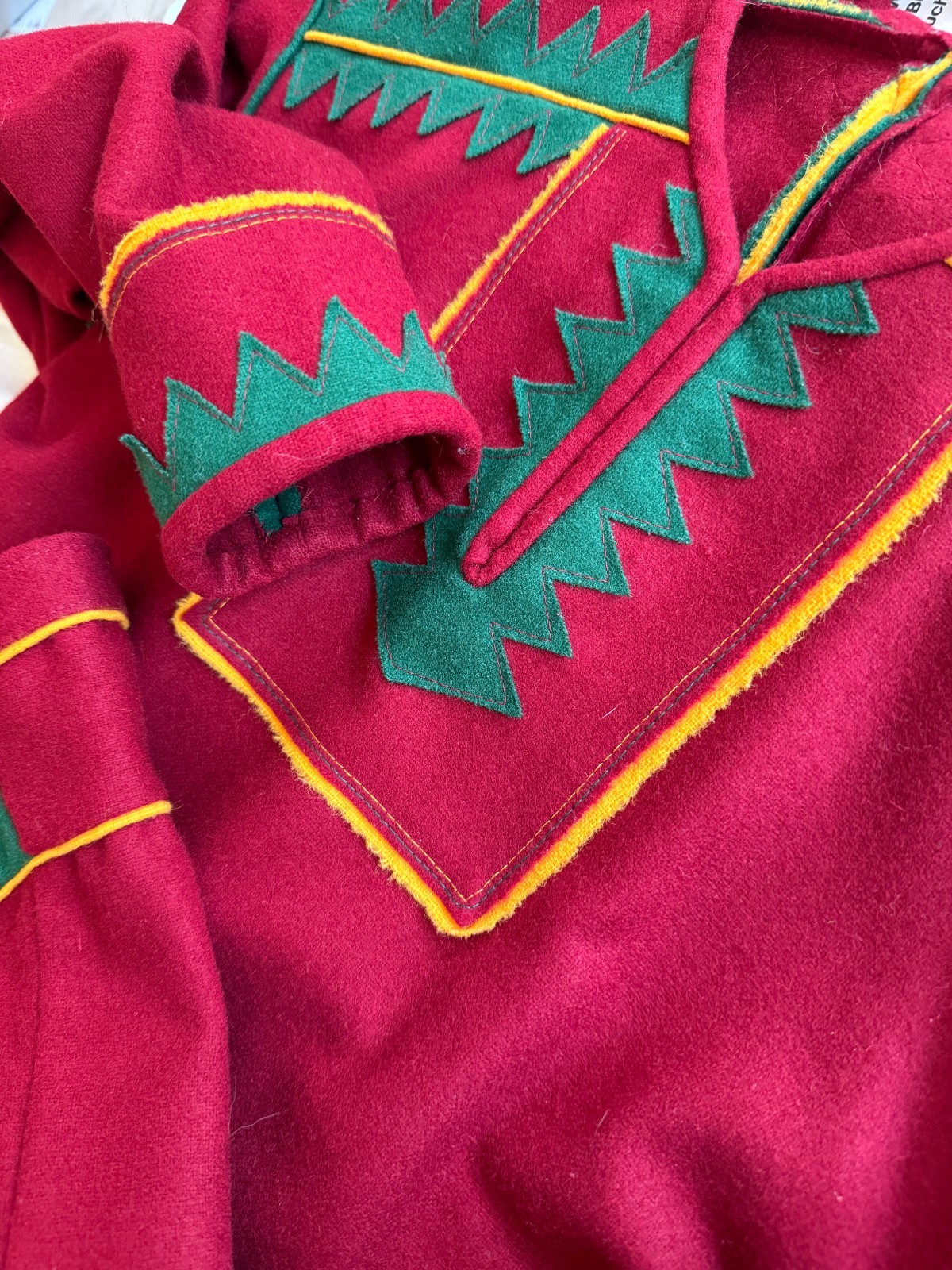 AUTHENTIC Fine S/M Dark Red soft Wool Norwegian Sami Kofte Bunad Saami Norway