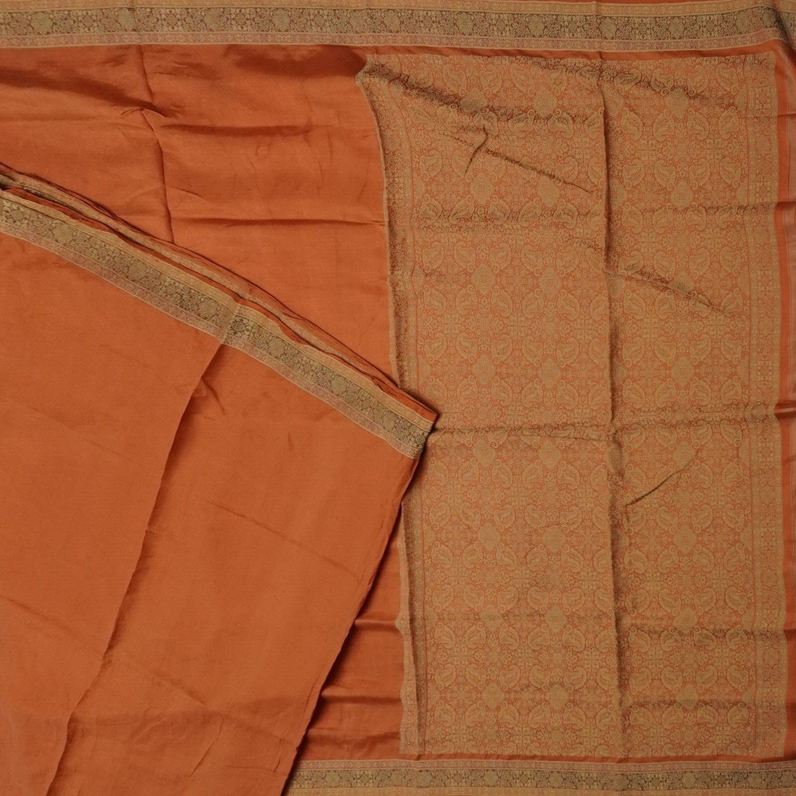 Vintage Brick Red Sarees 100% Pure Silk Woven Indian Sari 5YD Decor Craft Fabric