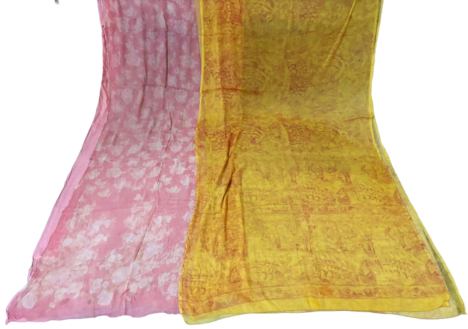 Vintage Fabric Indian Women Wrap Dress Used Curtain Drape 5YD Floral Sewing Sari