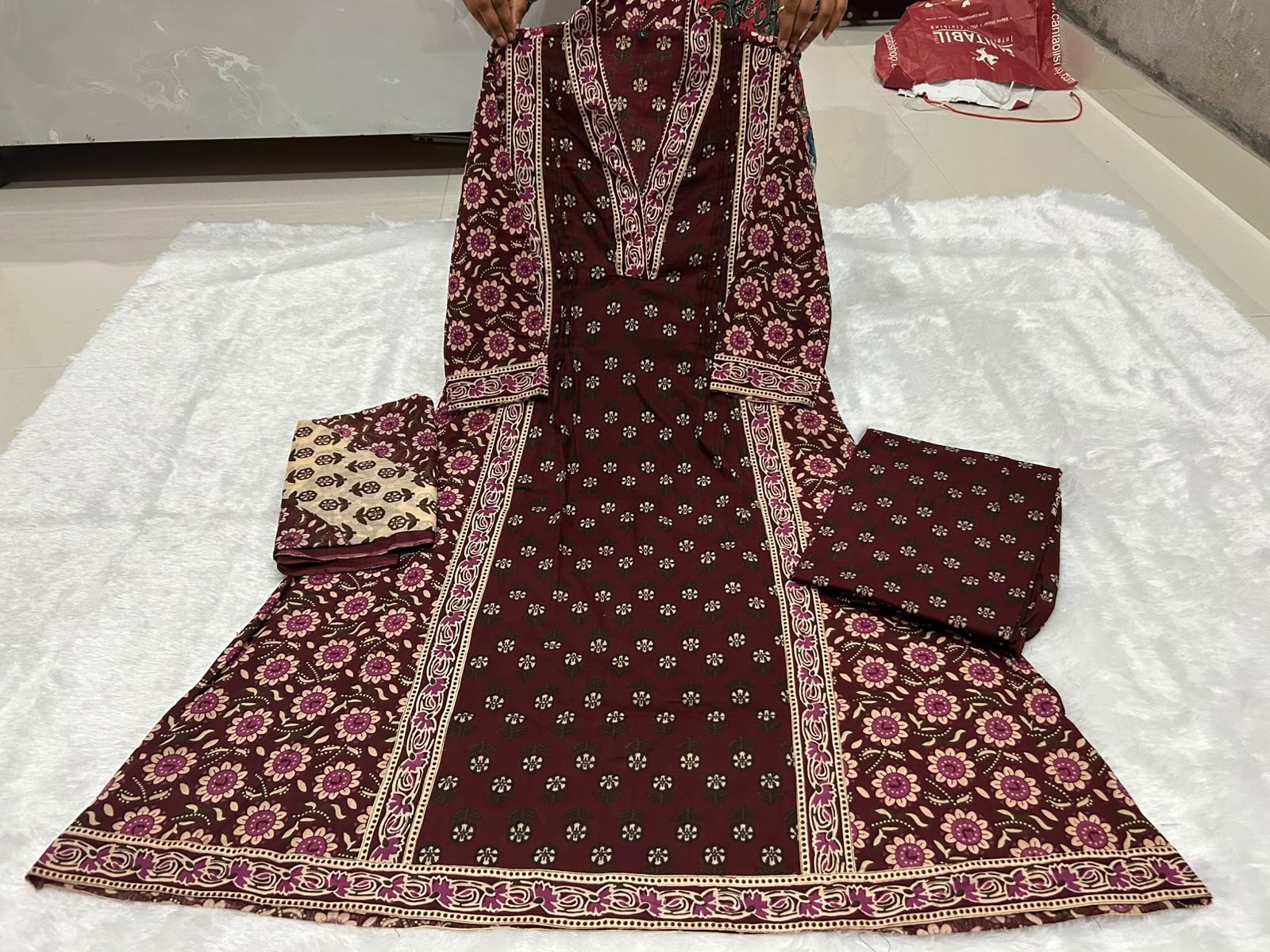 Designer Hand Block Printed Salwar Suit Indian Women’s Aline Kurti Palazzo Set