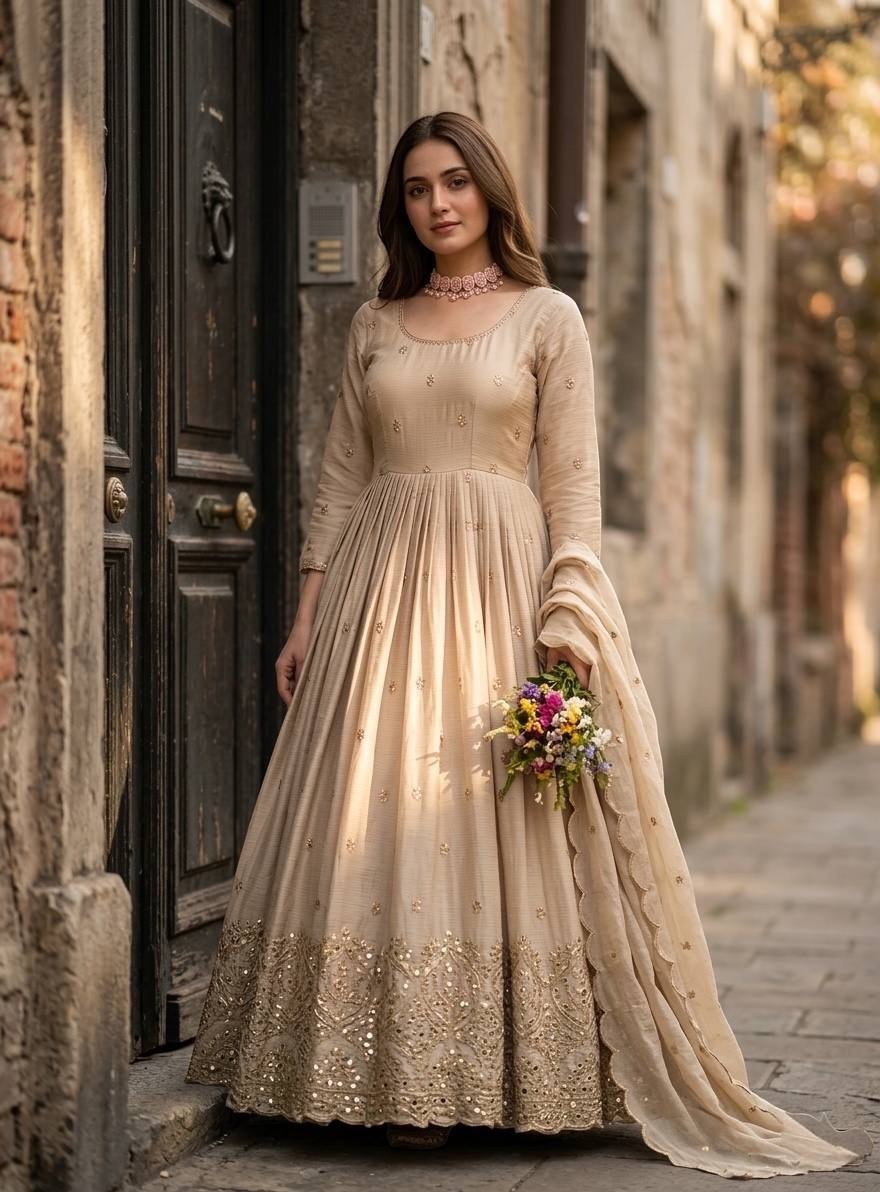 Exclusive Embroidered Chinnon Silk Salwar Kameez With Dupatta For Women