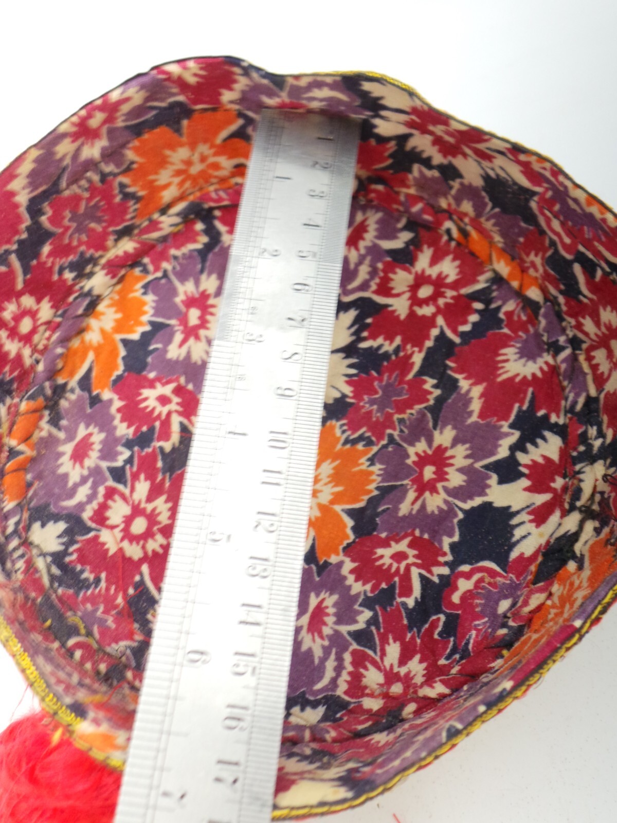 Antique Bride wedding Uzbek Bukharan Gold Gilded Hand Embroidery Cap Hat Ethnic