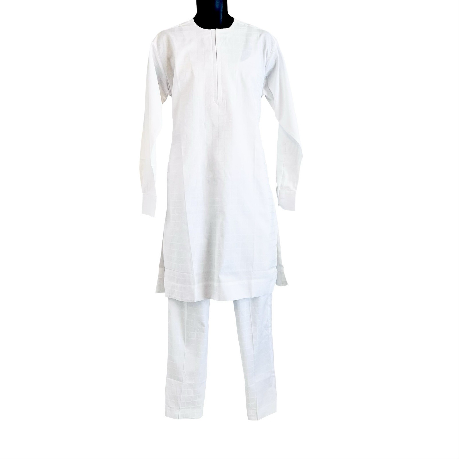 Nigerian White Senator Style Men Long Sleeve Shirt & Pants Two Piece Outfit ￼