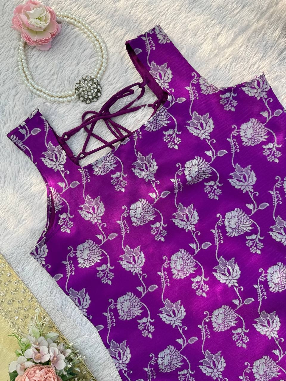Presenting Latest Jacquard Purple Top Palazzo With Dupatta For Wedding Wear