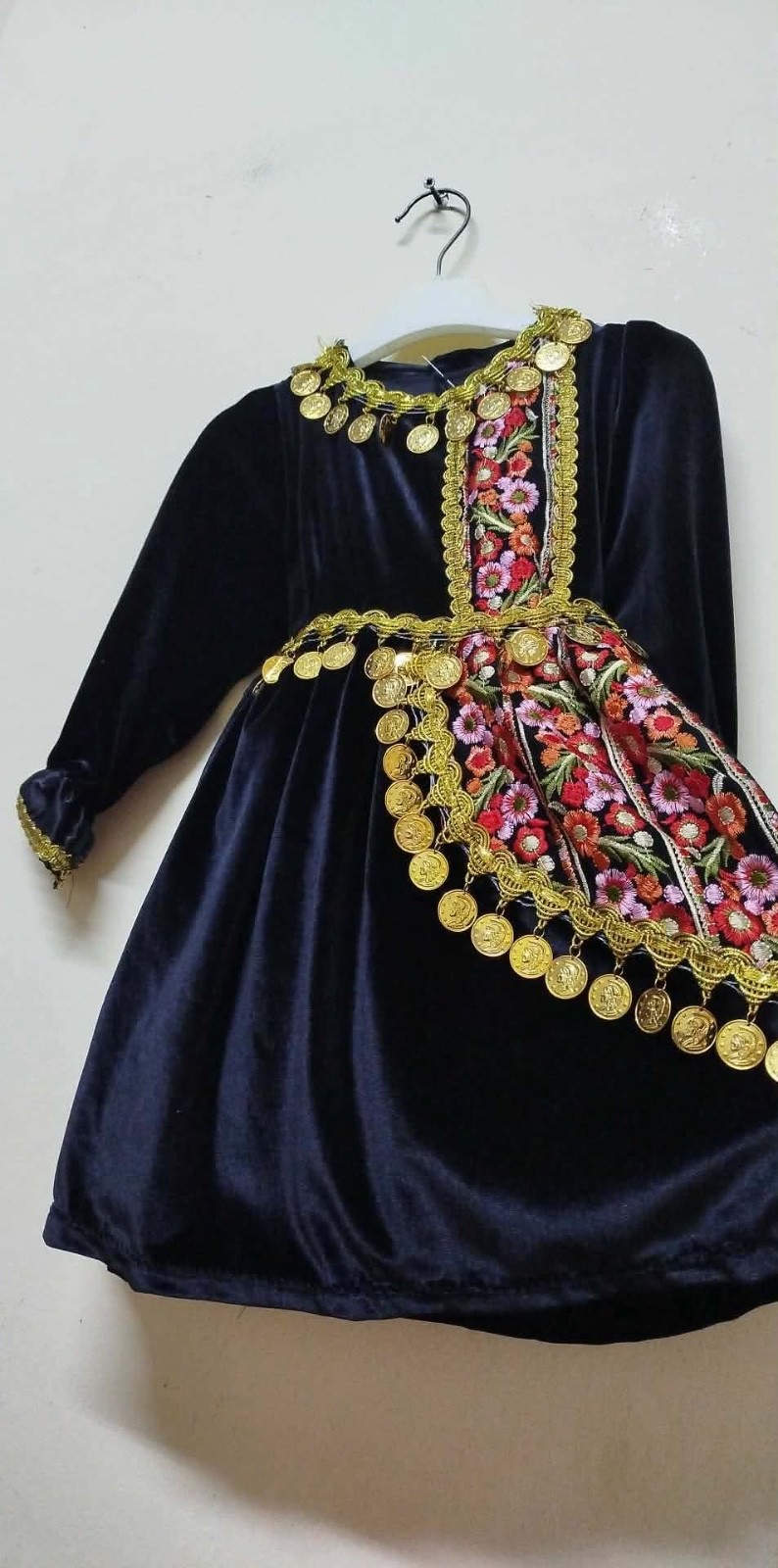 Authentic Palestinian Kids Thobe – Velvet Embroidery from Nablus – Girl’s Tradit