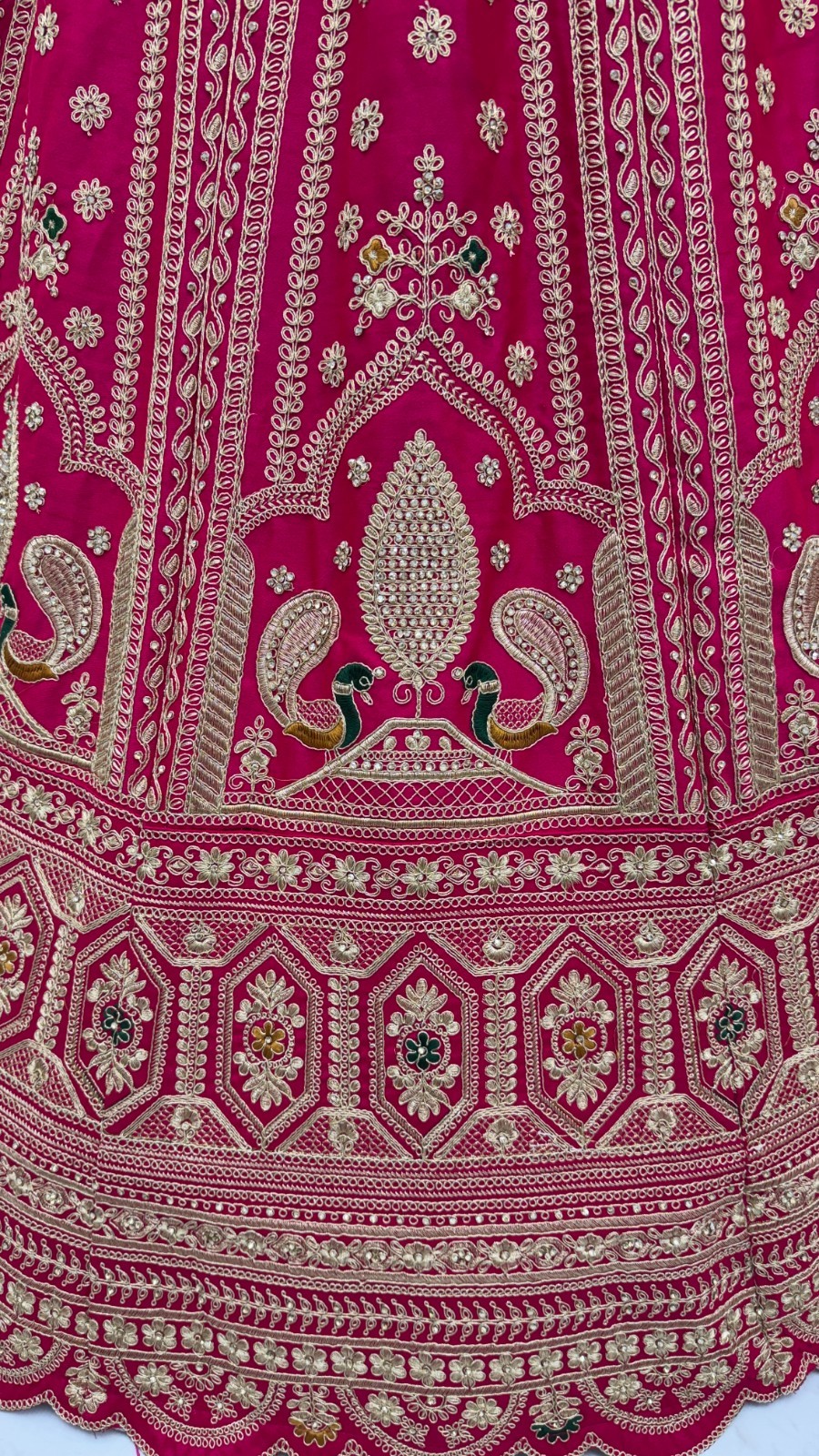 Luxury Silk Lehenga Choli Peacock Dori Zari Work Wedding Bridal Set