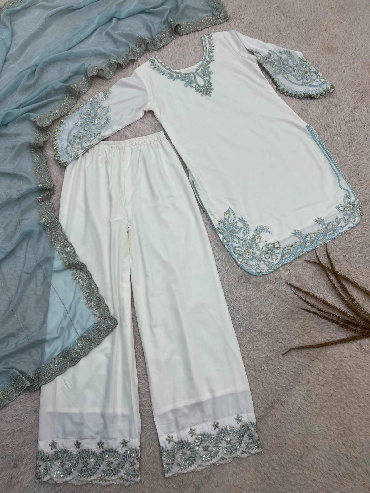 Designer Indian Pakistani top plazzo Bollywood Dress Party Wear Suit wedding