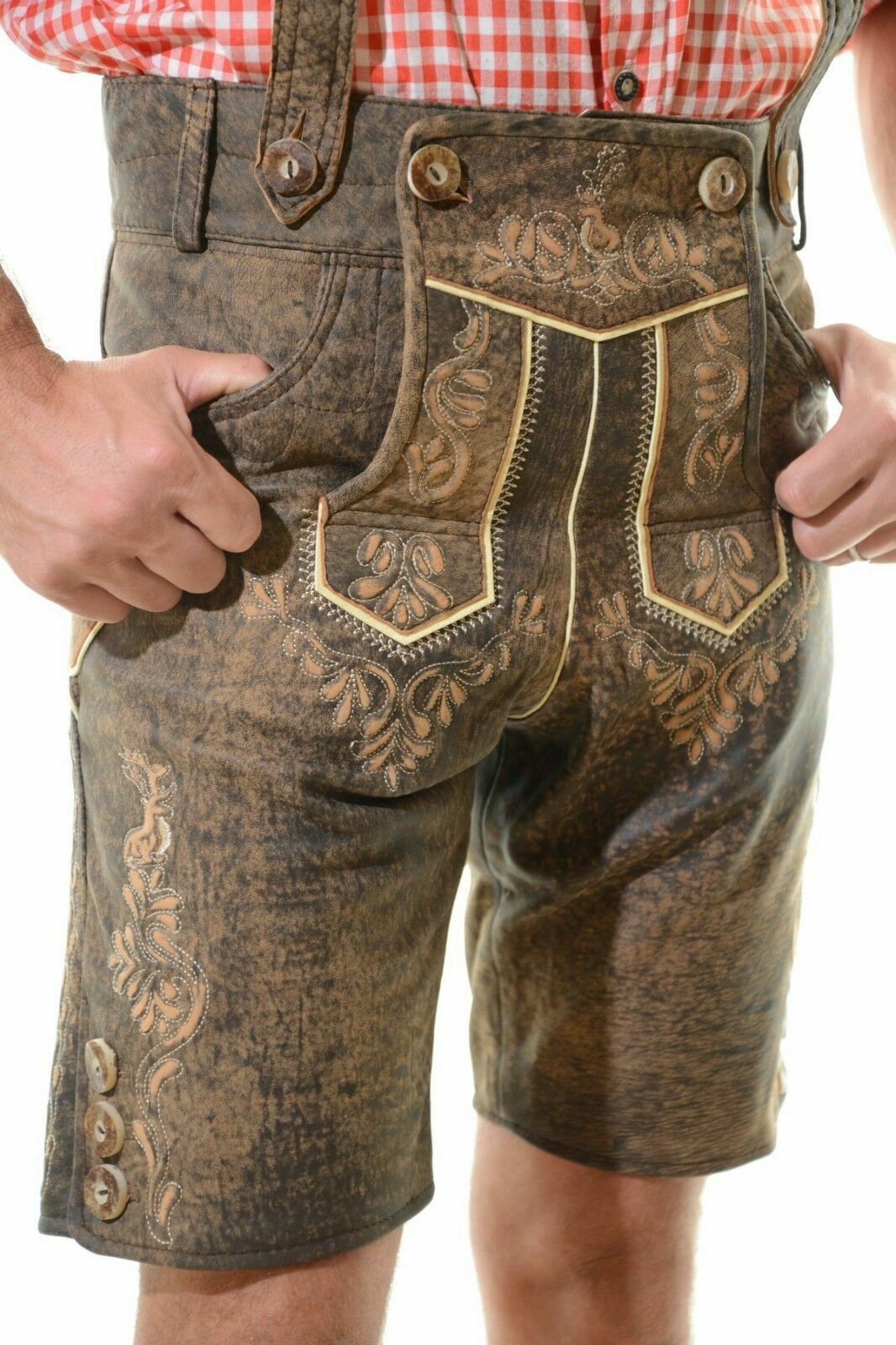 Bavarian Oktoberfest Lederhosen Lamb Antique Leather Tracht Shorts #JODLER