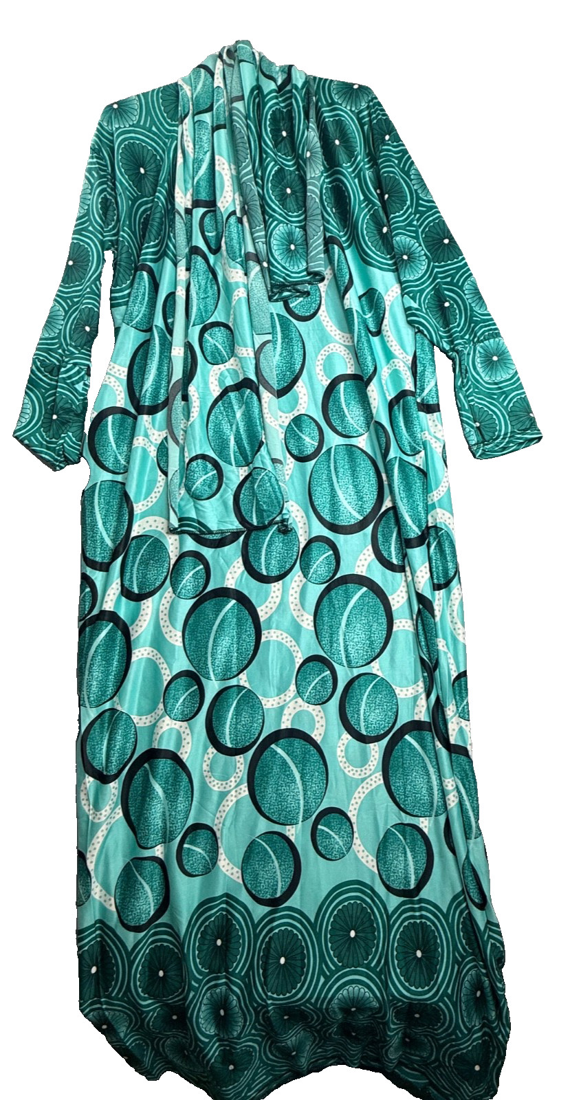 Instant Prayer Dress Attached Hijab Womens Plus 2XL Green Egyptian Abaya 63”