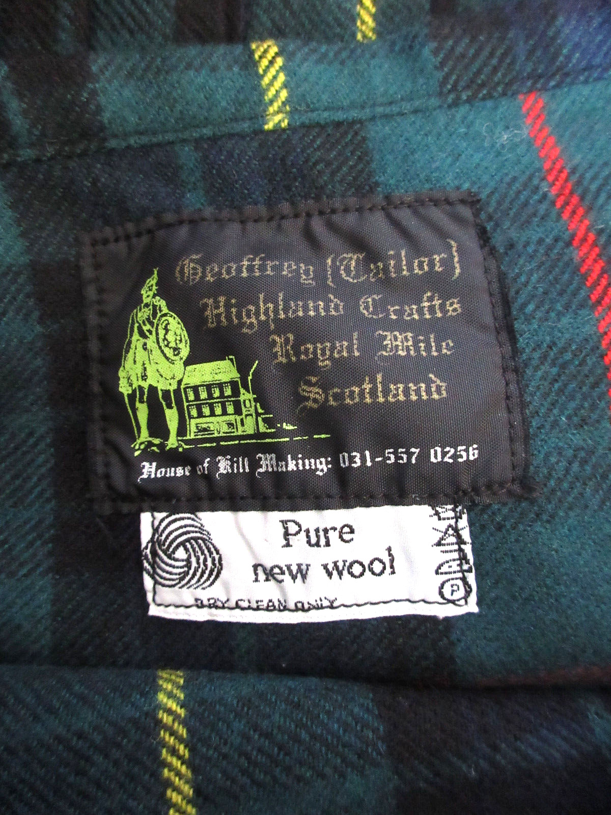 Geoffrey Tailor Highland Crafts Royal Mile Scotland Plai Tartan Skirt Wool VGUC