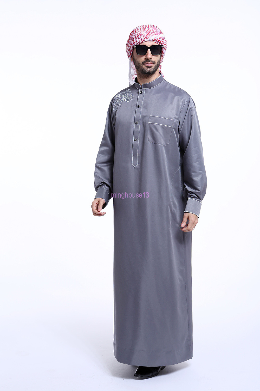 Saudi Arab Men Kaftan Thobe Jubba Thoub Muslim Abaya Dishdasha Islamic Caftan