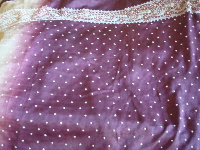 MINT MAROON/LIGHT BROWN SEQUINED POLYESTER SAREE W/BLOUSE-FREE S&H W/BIN