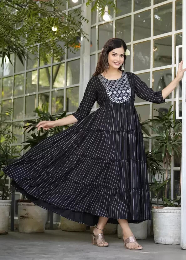 Bollywood Designer Long Gown Kurta Dress Beautiful Viscose Rayon Anarkali Kurti