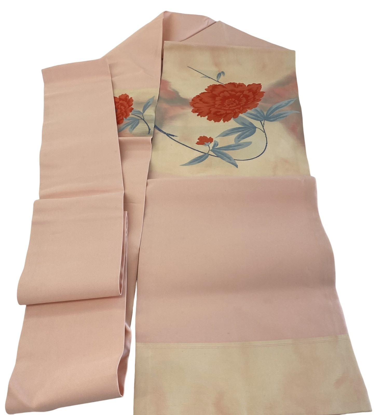 Japanese Vintage Kimono Nagoya Obi Polyester Pink Traditional Authentic 136x11in