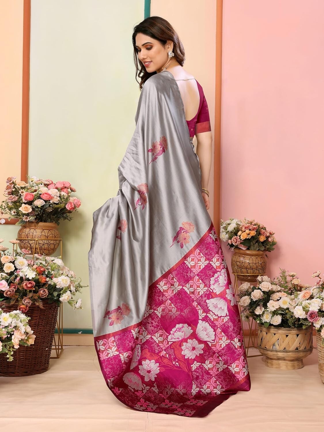 Women’s Kanjivaram Banarasi Soft Silk Saree With Unstitched Blouse Piece