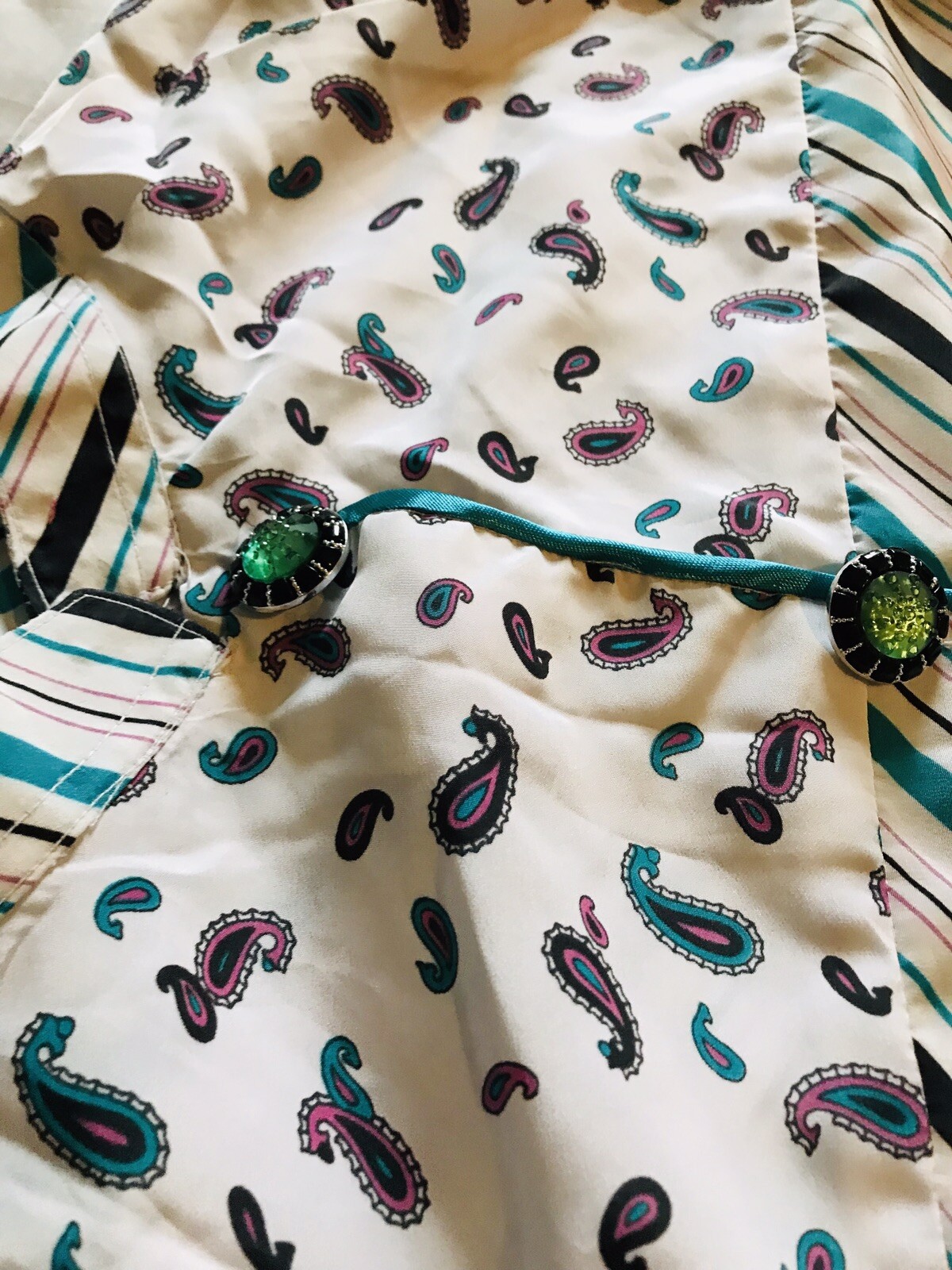 Beautiful Shalwar Kameez 3pcs Suit Silk Aqua Blue White L w/ buttons & piping