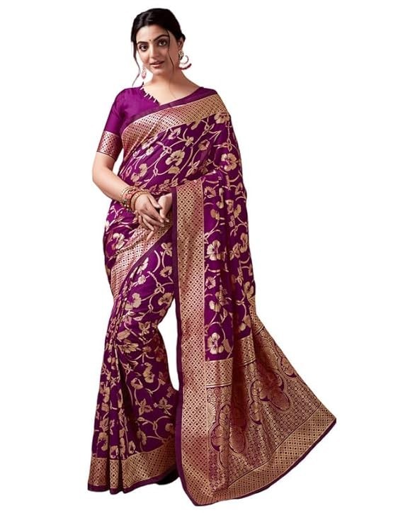 Women’s Banarasi Soft Silk Saree Pure Silk with Unstitched Blouse Piece