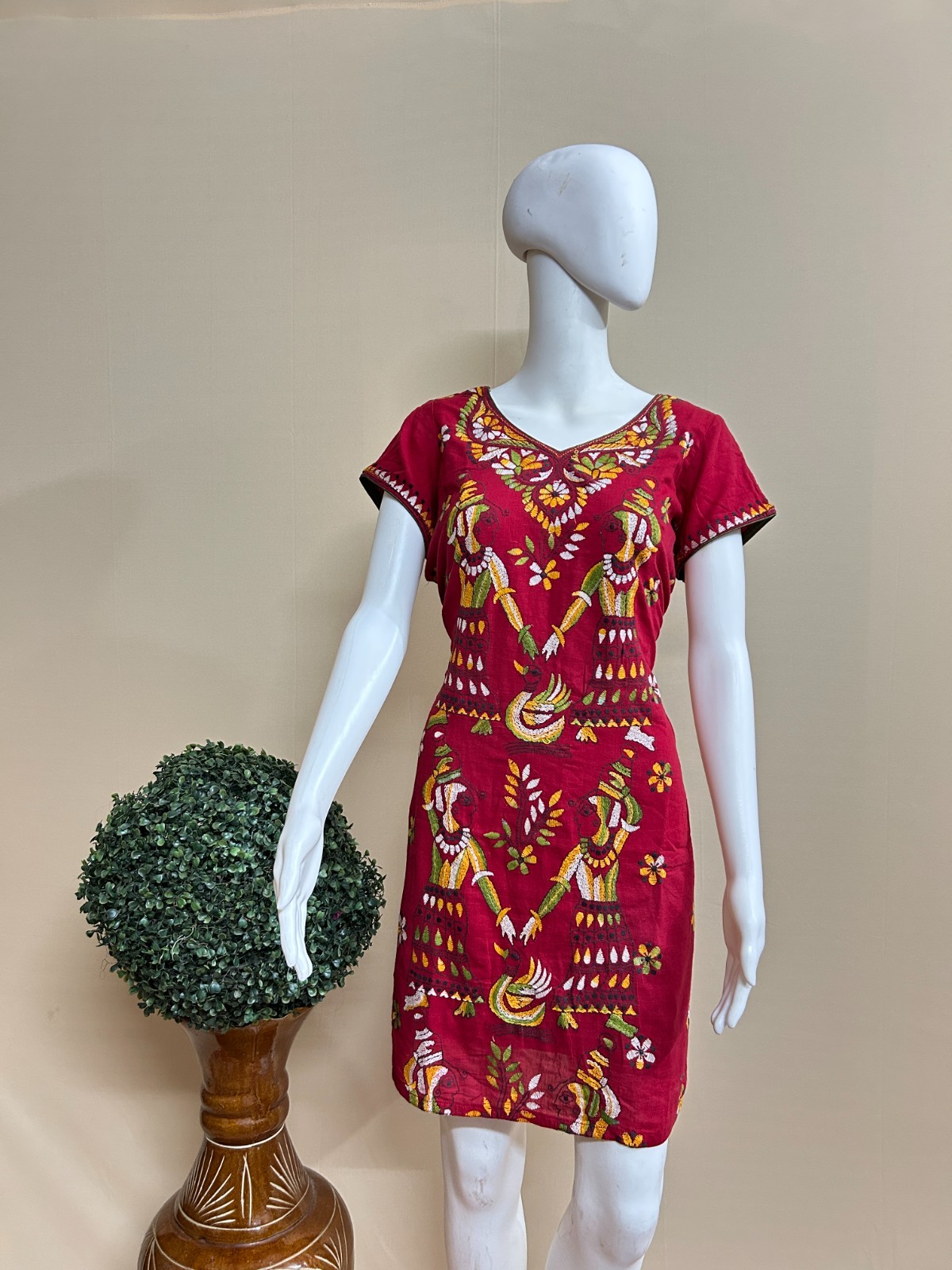 Trendy Hand work Maroon color Embroidery Short kurti For women Mixed Color