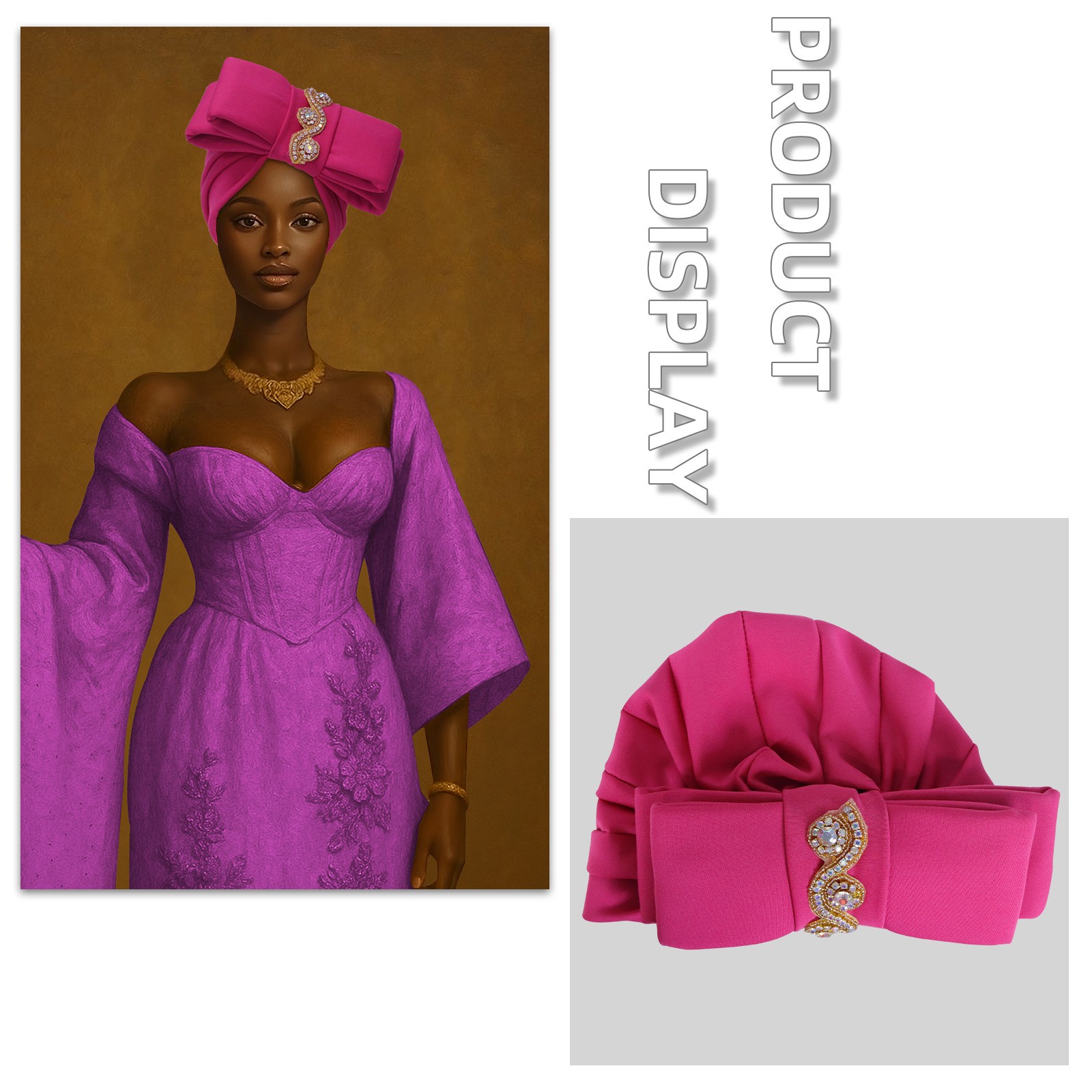 New Africa Tradition Turban Cap Bow Diamond Wrap Hat Auto Gele Birthday Headwear