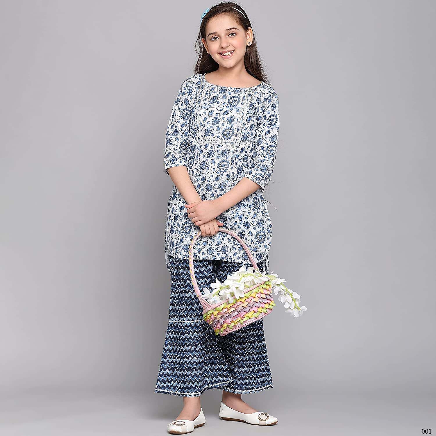 Traditional Cotton Kurti Set with Pant for Girls – Ethnic Wear for Kids-02