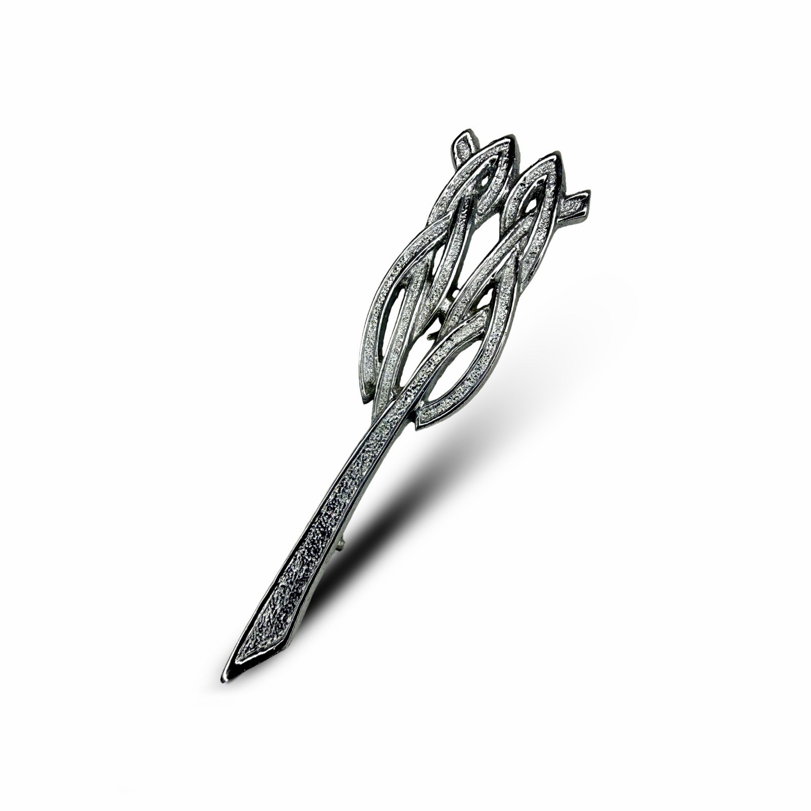 Scottish Celtic Wavy Loop 4” Silver Finish Kilt Pin