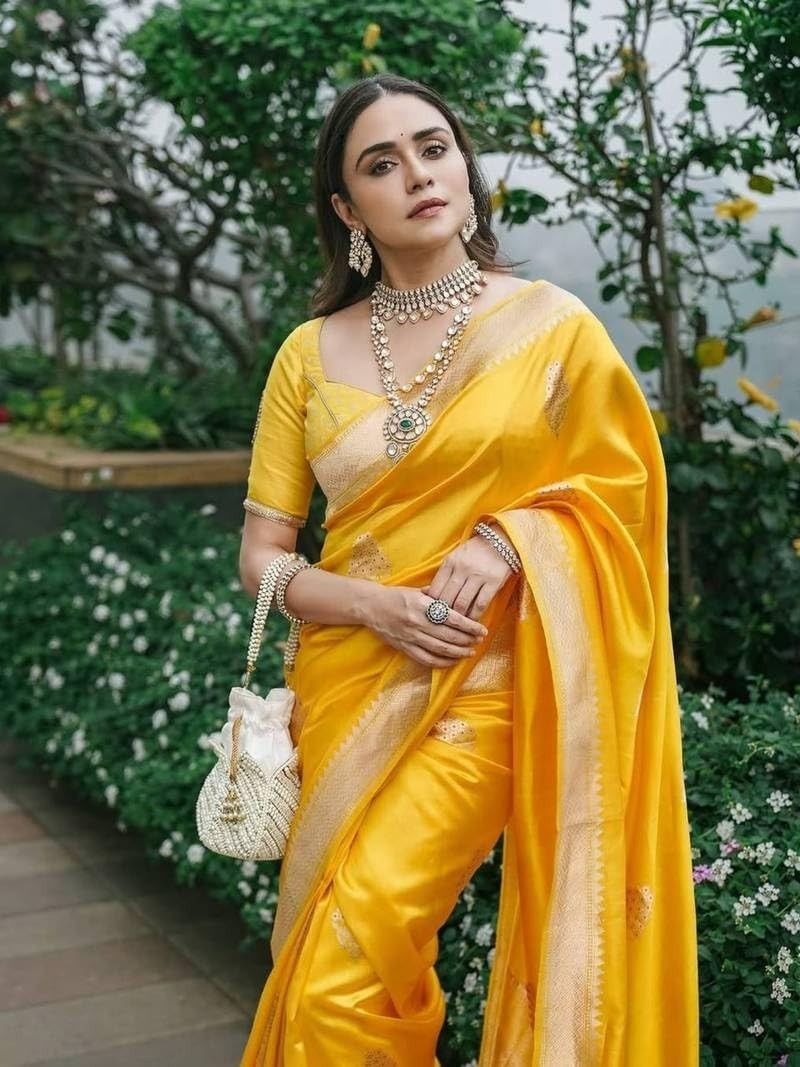 Women’s Banarasi Saree Pure Kanjivaram Style Silk Saree With Blouse Piece