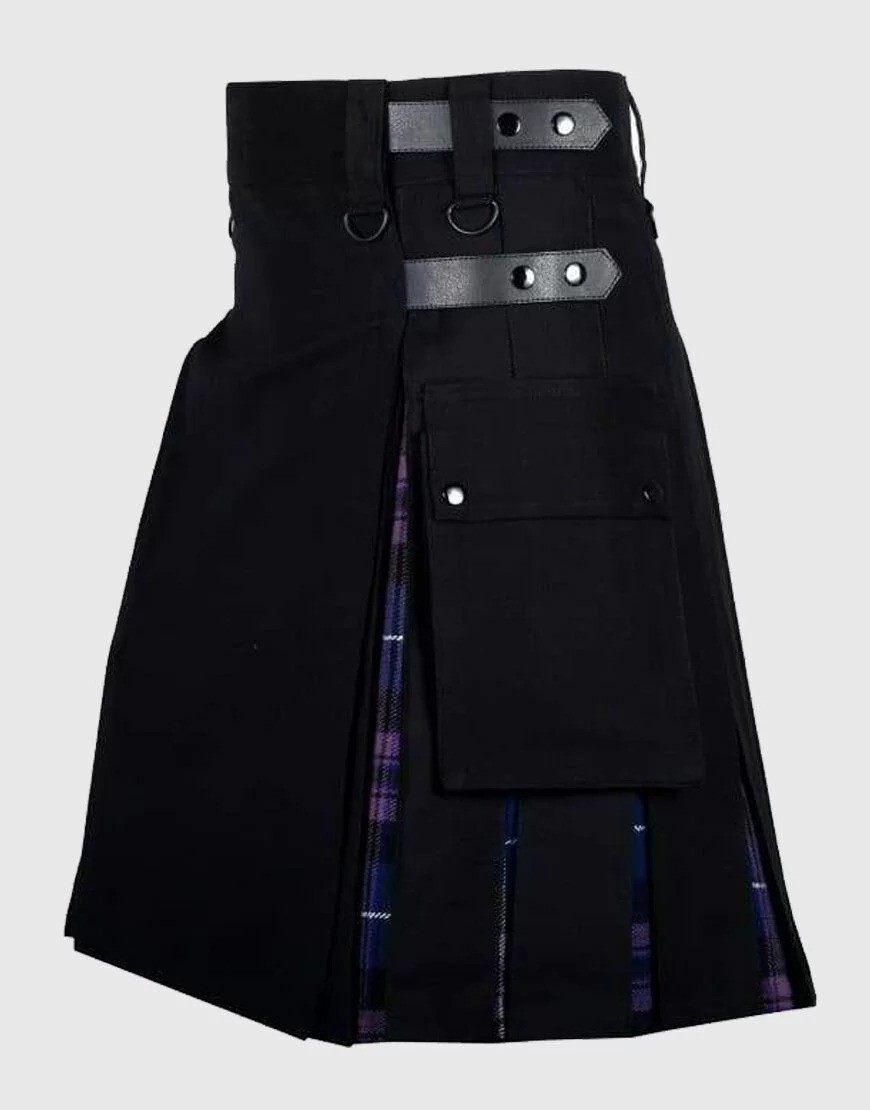 Scottish Men’s Cotton & Tartan Fashion Hybrid Utility Deluxe Kilt USA Stock
