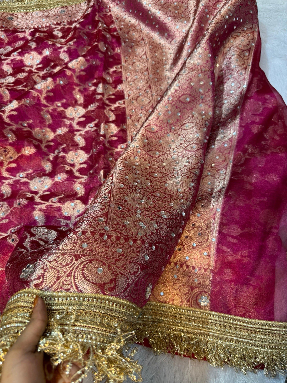 Tissue Silk Saree Banarsi Saree Wedding Saree For Women Indian Sarees Silk Sari
