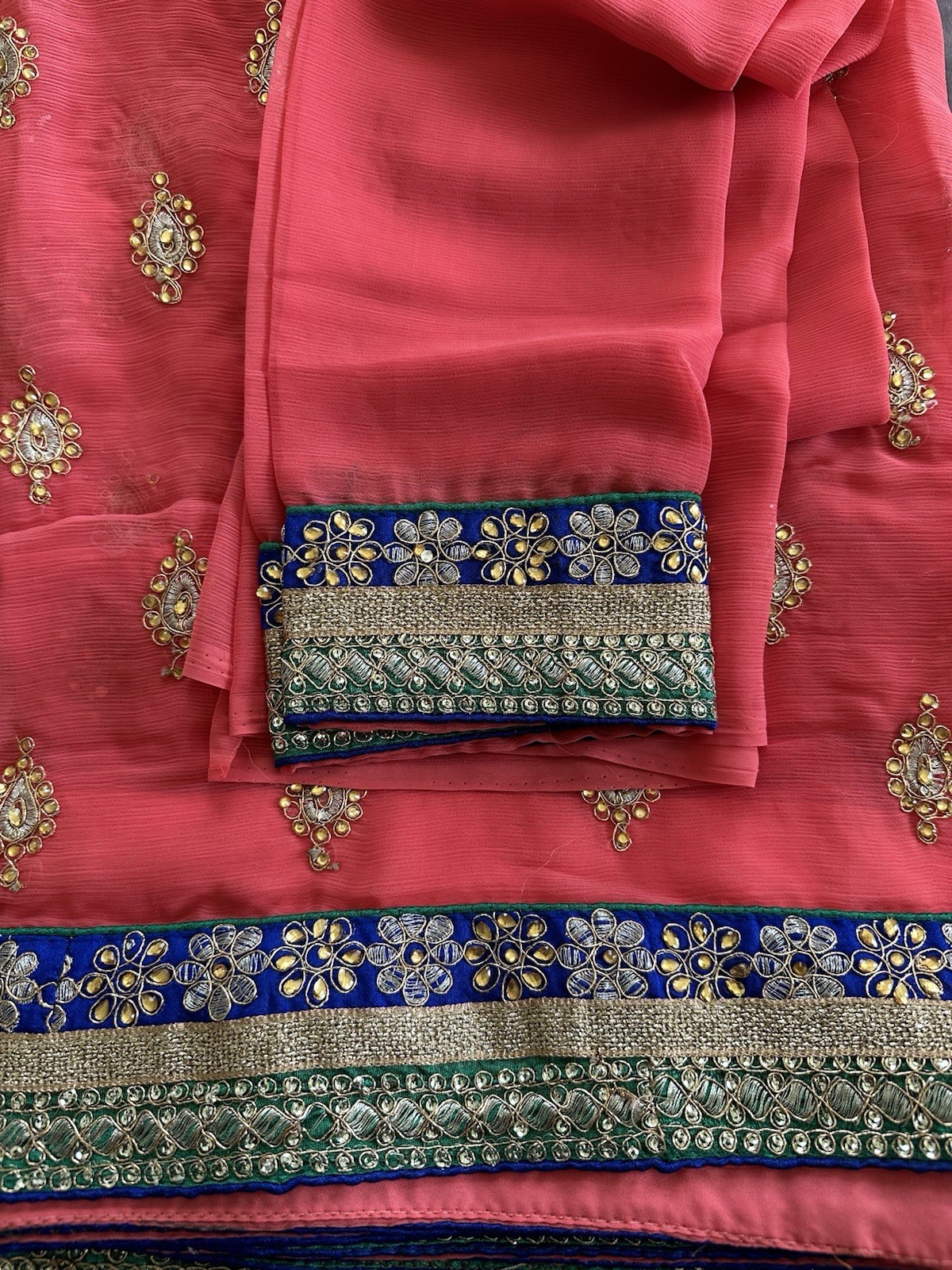 Brand New – Saree with Unstitched Blouse Pink Color
