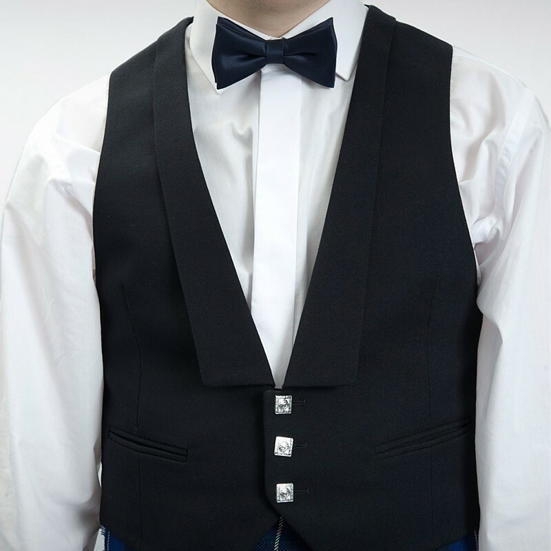 100% Blazer-Blend WOOL Black Prince Charlie Jacket & waistcoat Vest- Kilt Jacket