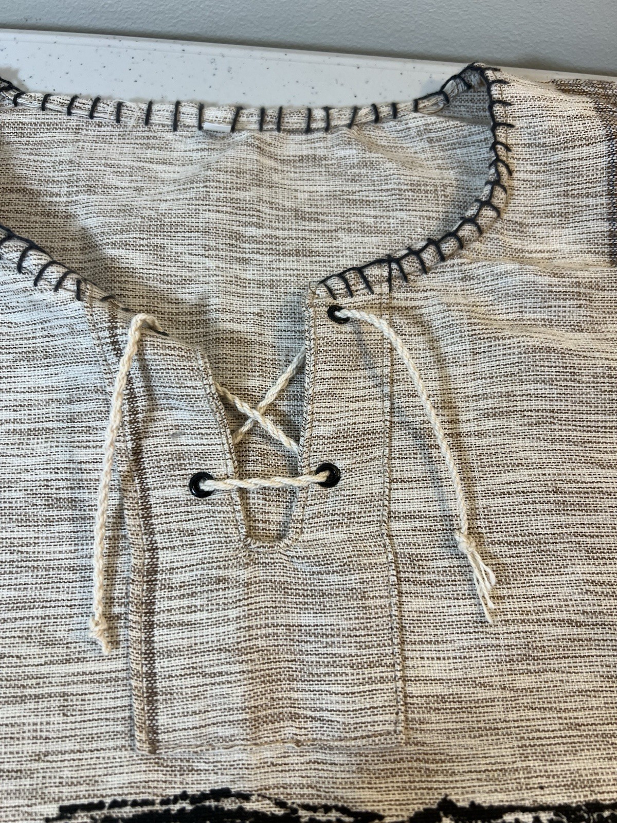 Africa Woven Lion Shirt Size XXL With 2 Pockets & Fringe Handmade In Africa