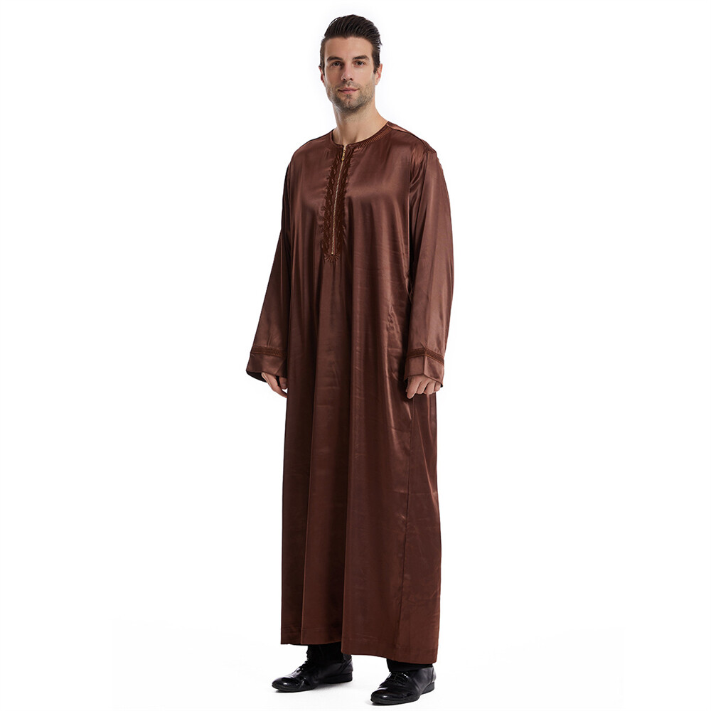 Muslim Men Saudi Abaya Kaftan Thobe Jubba Thoub Robe Dress Dishdasha Arab Gown