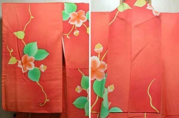 Japanese Women’s Silk Kimono with Lining, Vintage Original 0129G23