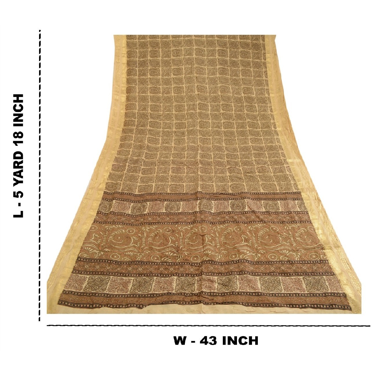 Sanskriti Vintage Sarees Pure Silk Quilting Felting Craft Fabric Printed 5Ydsari