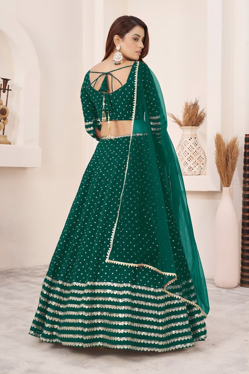 Luxury Art Silk Lehenga Choli Zari Sequin Engagement Party Wear