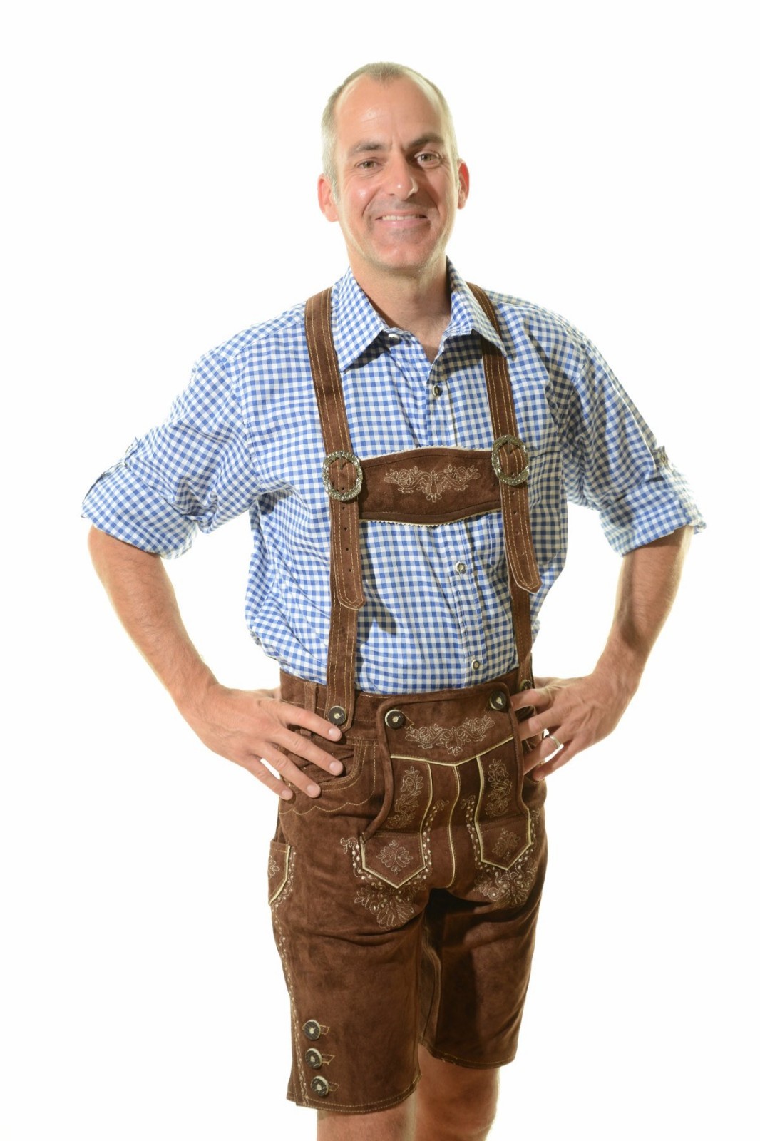 Bavarian Oktoberfest Lederhosen Shorts German Tracht Outfit dark brown #BERG
