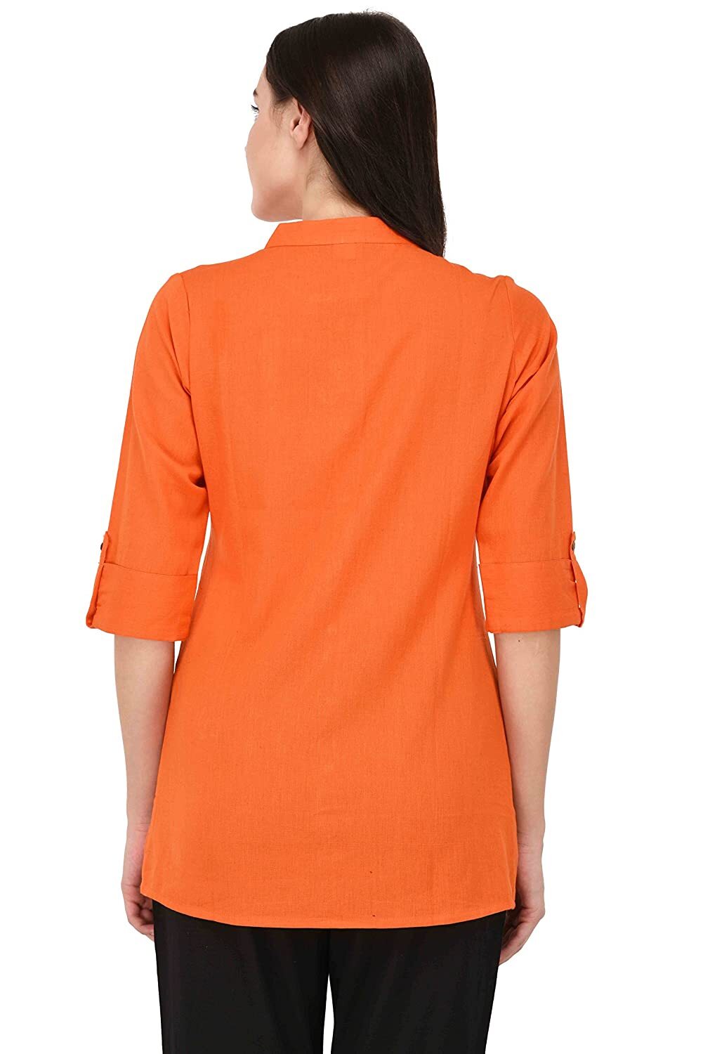Cotton Top Kurti For Women Solid Straight Mandarin Collar Kurta Dress