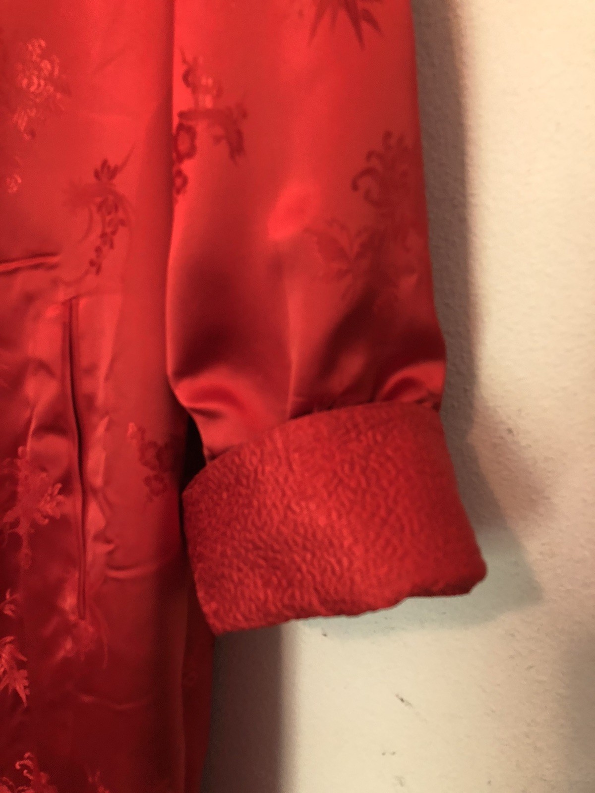 Vtg Peony Brand Chinese Kimono Size 38 Women’s S-M Reversible Blue Or Red FLAWED