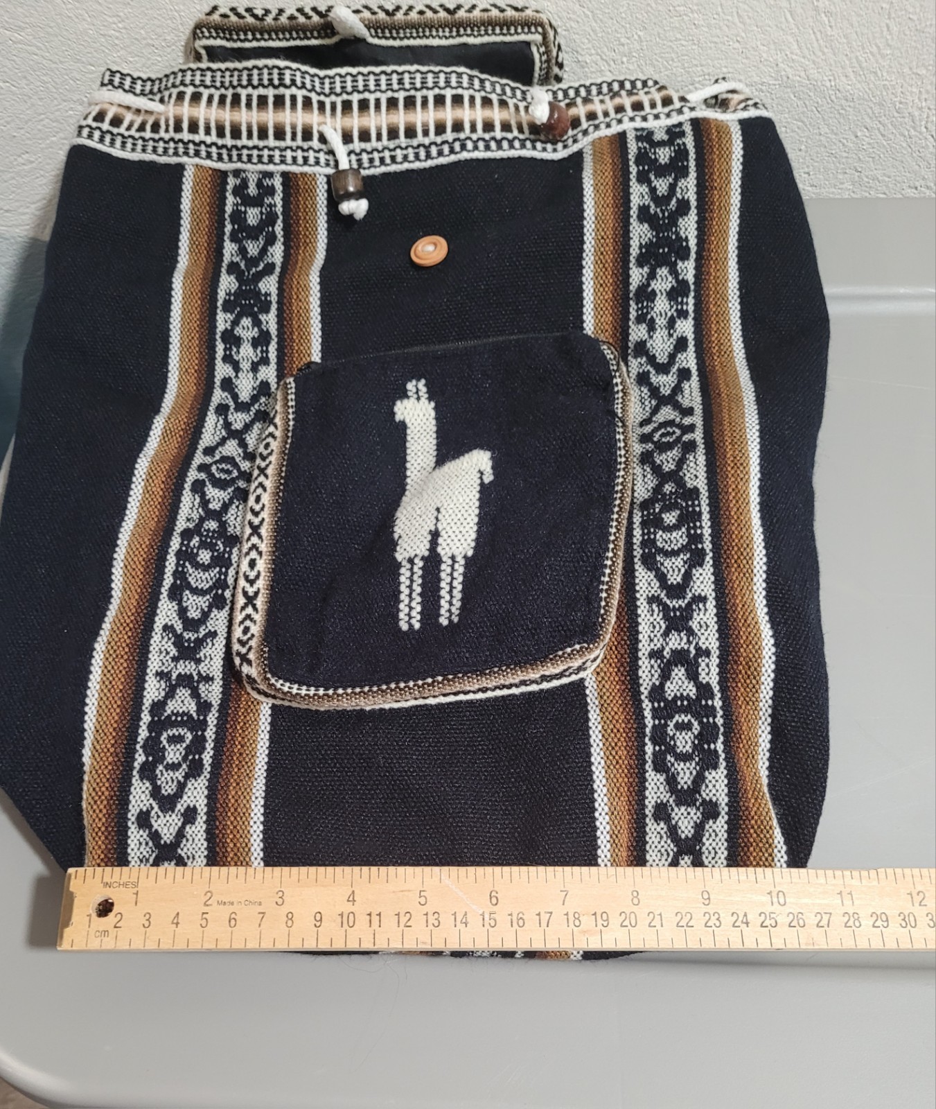 PERUVIAN Backpack. Albinaas Alpaca. Made In Peru . Black/brown